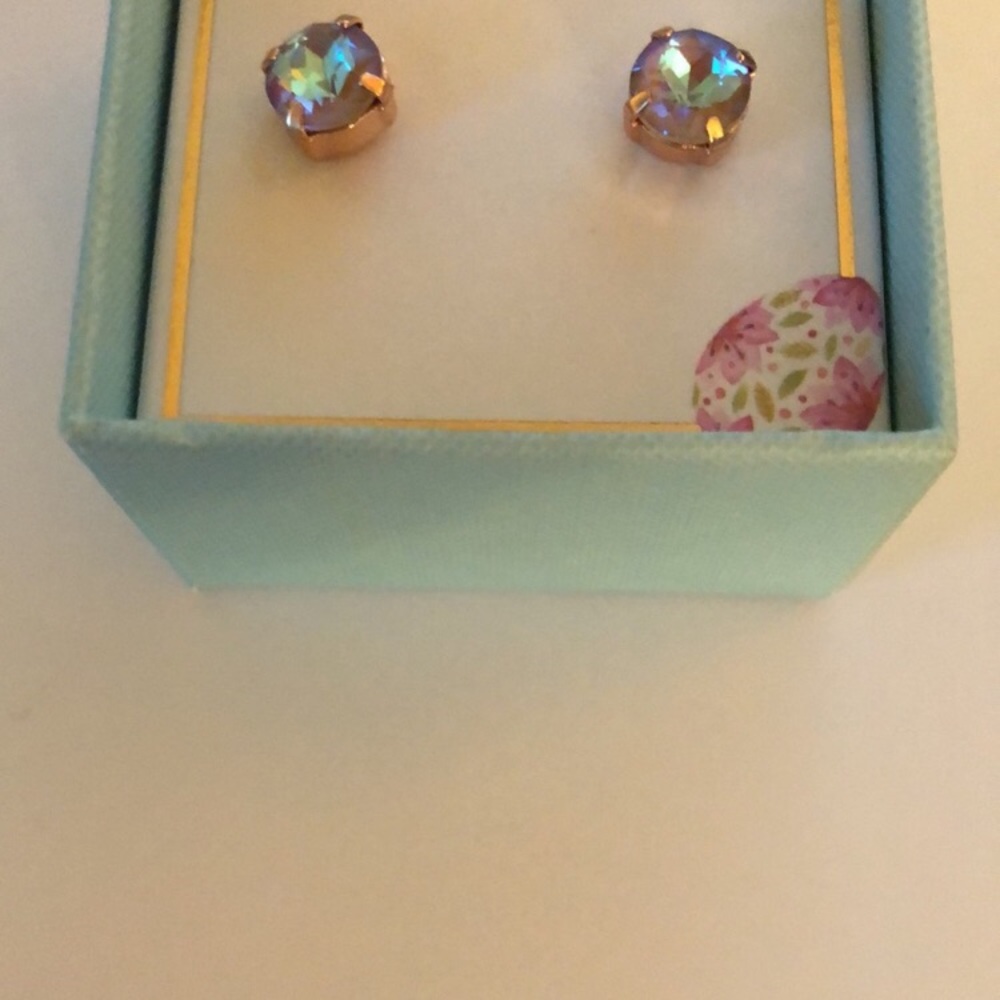 Greige Crystal Earrings - Picture 3 of 7
